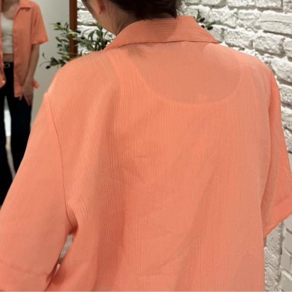 ALIA VINTAGE SALMON SHORT SLEEVES BUTTON DOWN SHIRT - 12 - Picture 10 of 11